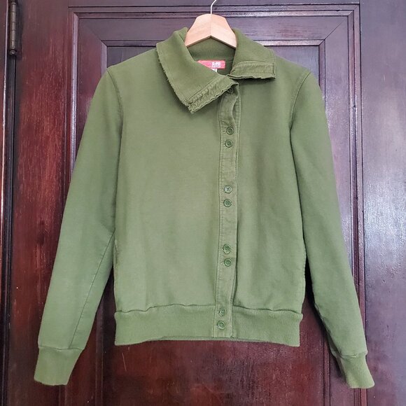 Vintage Urban Outfitters Lux asymmetrical button-up cotton sweatshirt with - Picture 1 of 5